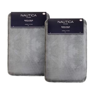 Pack 2 Alfombras De Ba&ntilde;o Nautica Home 40x60cm Flannel Antideslizante Gris