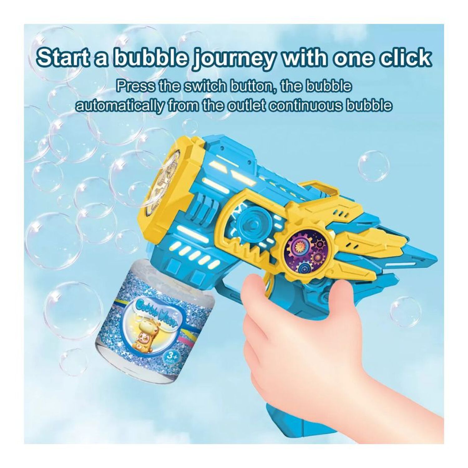 Pistola De Burbujas El&eacute;ctrica Luces Gear Bubble Gun Ni&ntilde;os image number 4.0