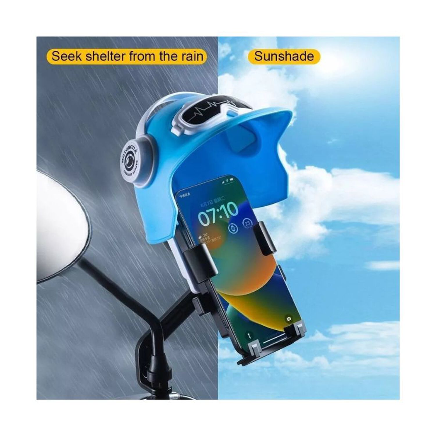 Soporte Celular Moto Con Casco Impermeable Parasol Y Lluvia image number 4.0