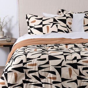 Plumon Estampado Nahuel 2 Plazas Negro