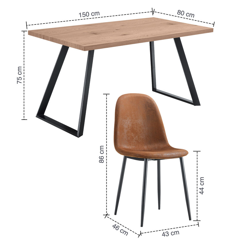 Comedor Soho Mesa 80x75x150 6 Sillas Pu Negro image number 2.0