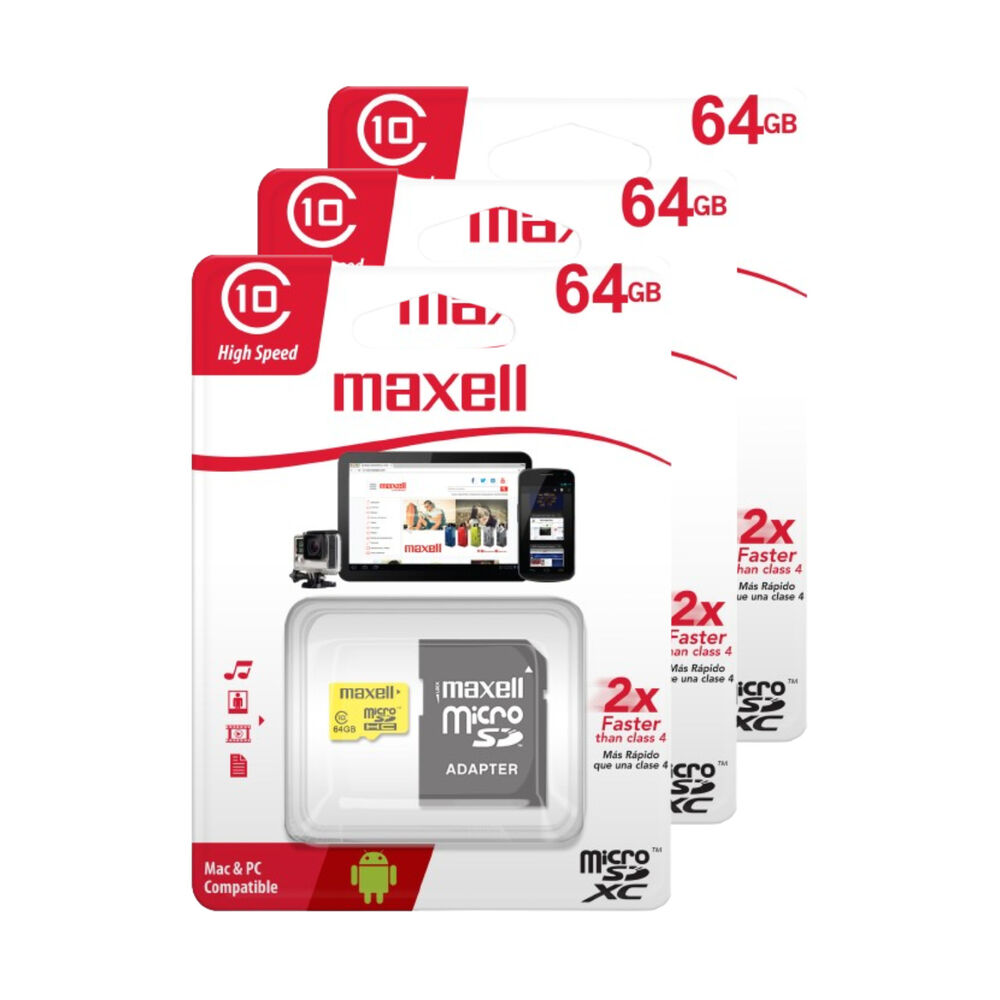 Pack 3 Tarjeta Micro Sd Maxell 64gb Clase 10 image number 0.0