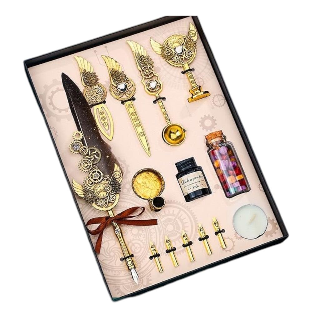 Set Escritura Vintage Pluma Lacre Steampunk Gotico image number 6.0
