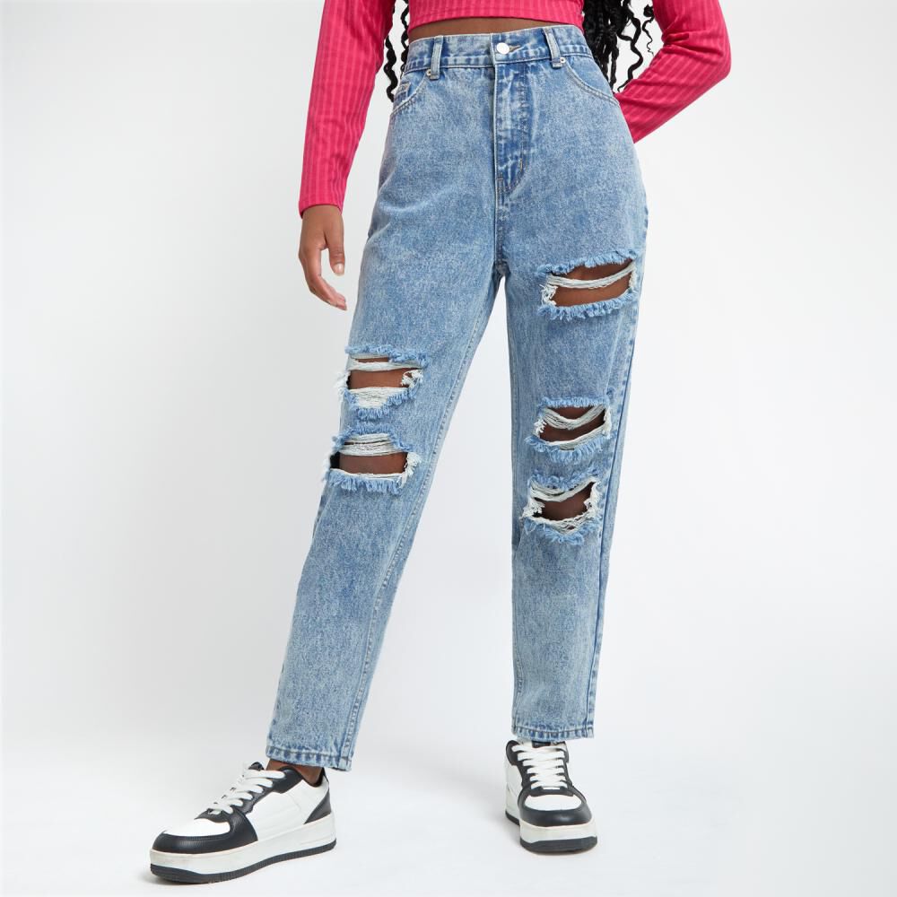 Jeans Roturas Tiro Medio Mom Mujer Rolly Go image number 0.0