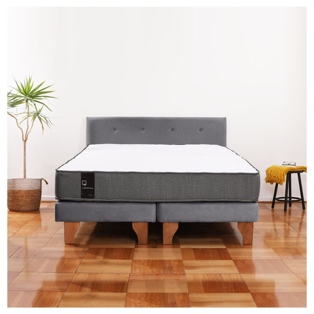 Cama Europea Zen Best Tela Velvet Gris 2 Plazas + Respaldo image number 0.0