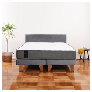 Cama Europea Zen Best Tela Velvet Gris 2 Plazas + Respaldo