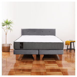 Cama Europea Zen Best Tela Velvet Gris 2 Plazas + Respaldo