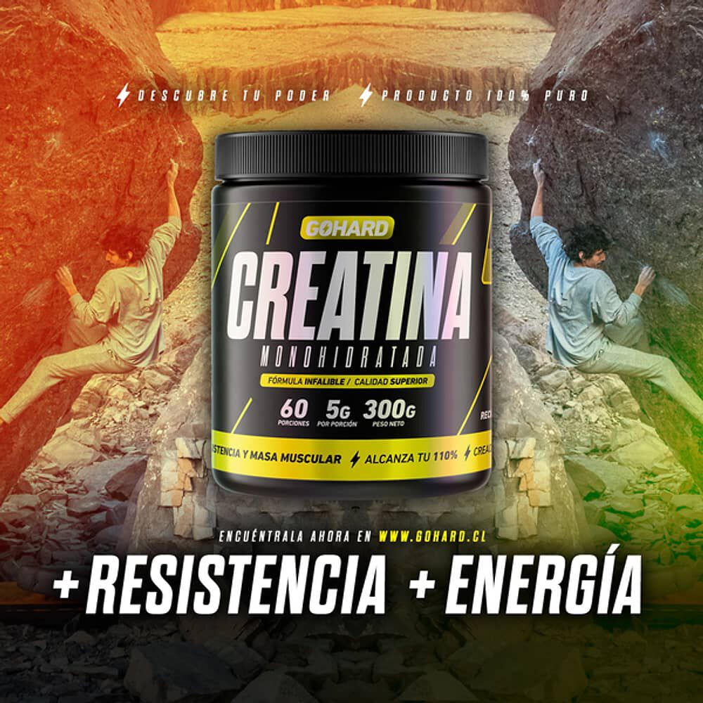 Creatina Monohidratada Gohard 60 Servicios. Fitness Sabor Sin Sabor / 300 Grs image number 2.0