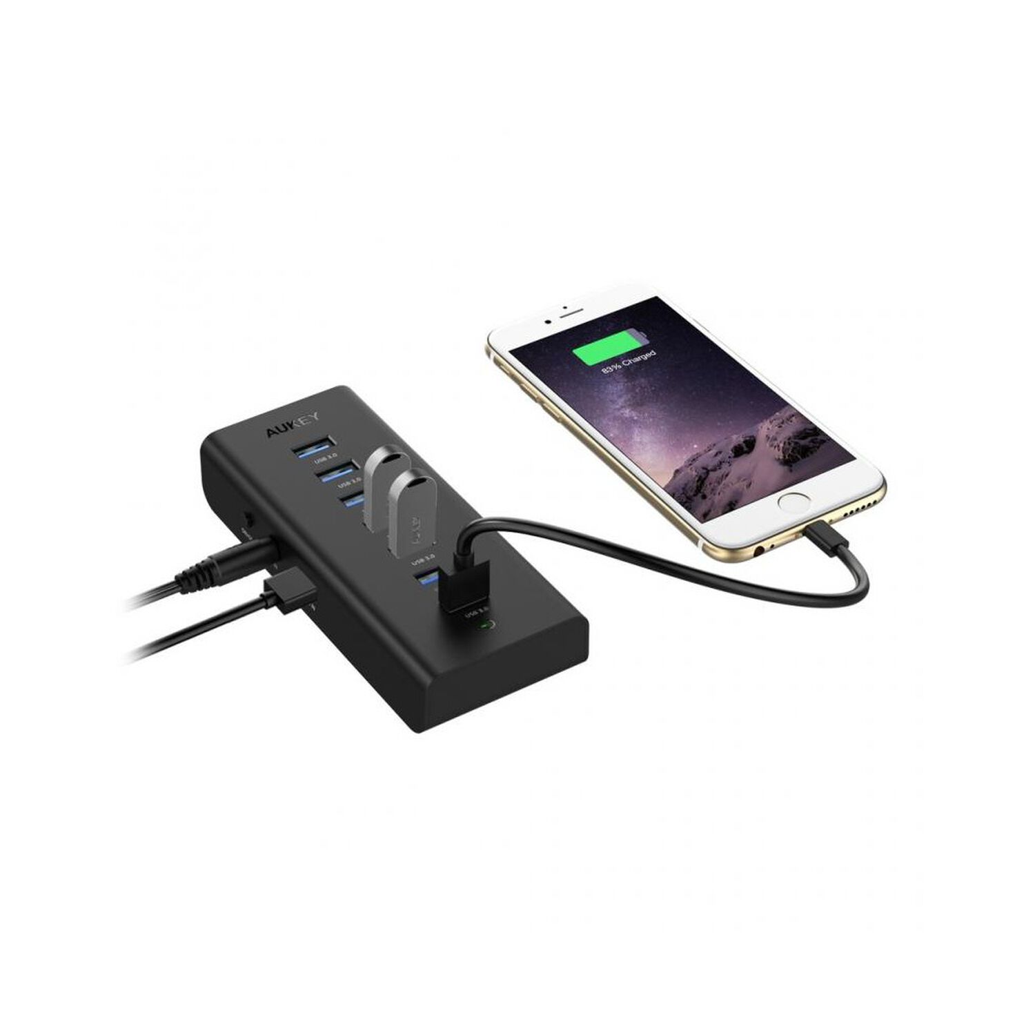 Aukey Hub 7 Puertos Usb-a 3.0 Negro Cb-h3 image number 0.0