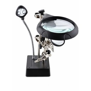 Lupa Brazo Escritorio Soporte Pinza Luz Led Tercera Mano