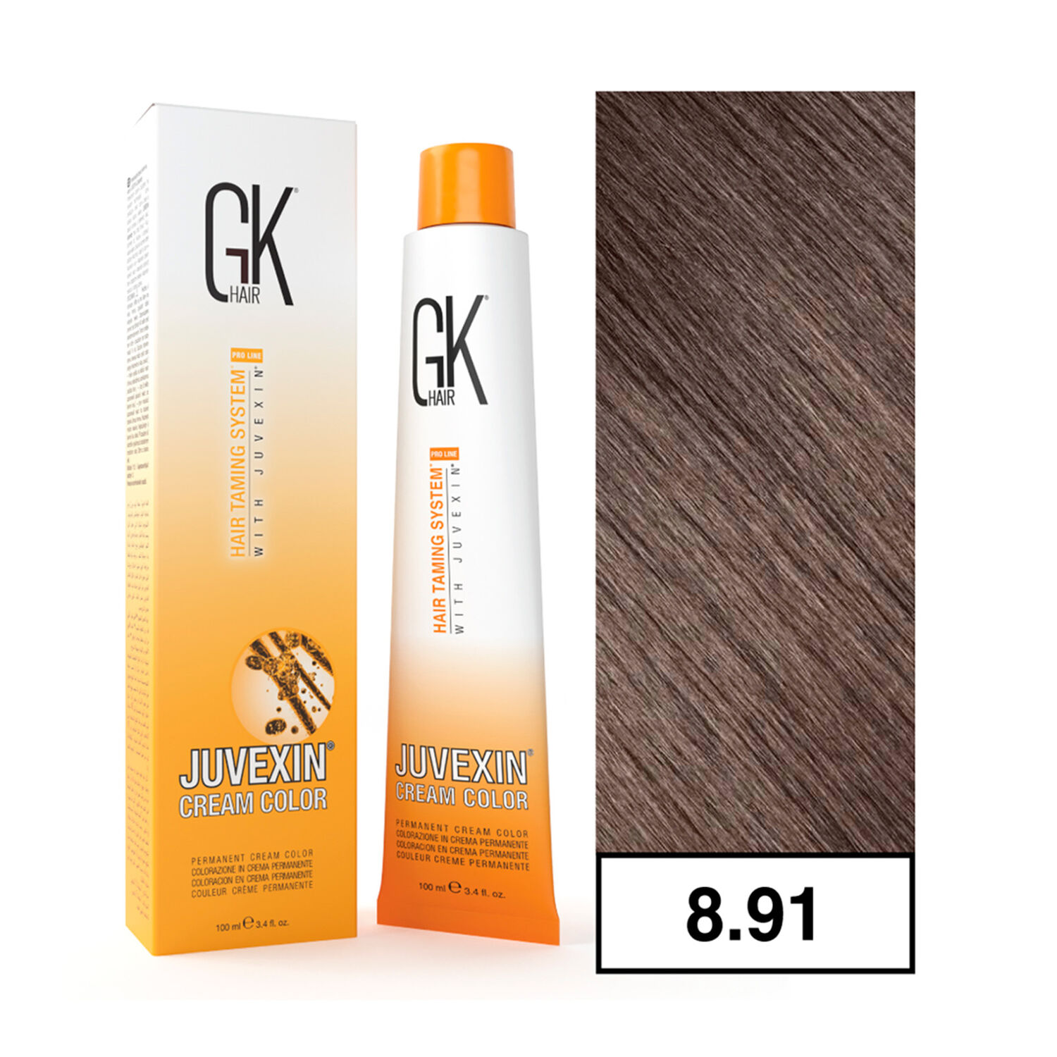 Gkhair - Tintura Cream Color Permanente Vegana 100ml + Oxidante - 8.91 Casta&ntilde;o Helado Rubio Claro image number 0.0