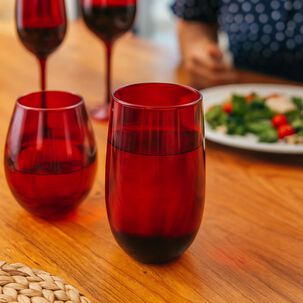 Set 12 Vasos Vidrio Altos Y Bajos Full Color Rojo Allegra