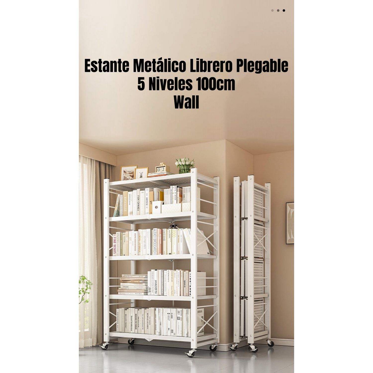 Estante Met&aacute;lico Librero Plegable 5 Niveles 100cm Wall image number 6.0