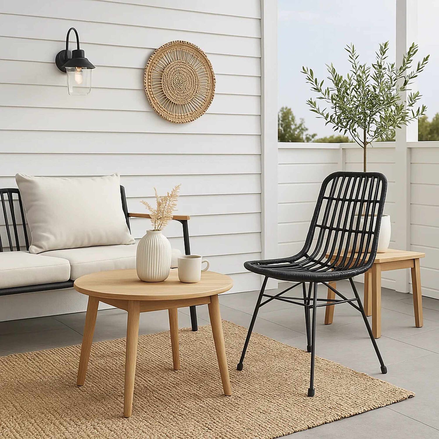 Silla De Comedor Terraza Rattan Grecia Color Negro image number 2.0