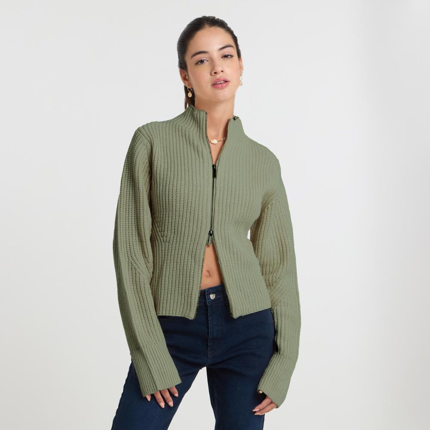 Sweater Regular Manga Larga Cuello Alto Con Cierre Mujer Freedom image number 0.0