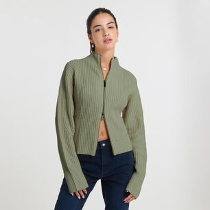 Sweater Regular Manga Larga Cuello Alto Con Cierre Mujer Freedom