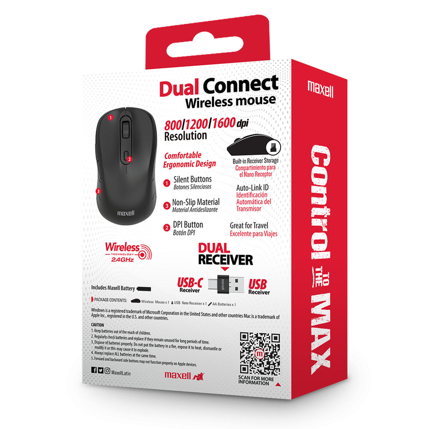Mouse Inal&aacute;mbrico Maxell Dual Connect 1600dpi Usb/usb-c image number 3.0