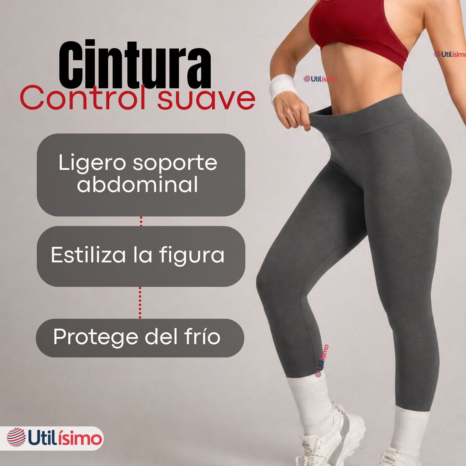 Calza Panty Polar T&eacute;rmica Sin Costura Tiro Alto Elasticada Gris image number 7.0