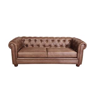 Sofa Florencia 3 Cuerpos Cuero Colorado Caramelo