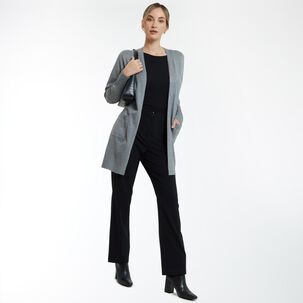 Tapado Liso Con Bolsillos Cuello Solapa Mujer Lesage