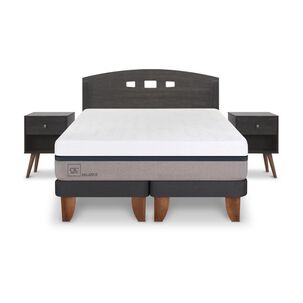 Cama Europea Cic Balance / 2 Plazas / Base Dividida + Set De Maderas