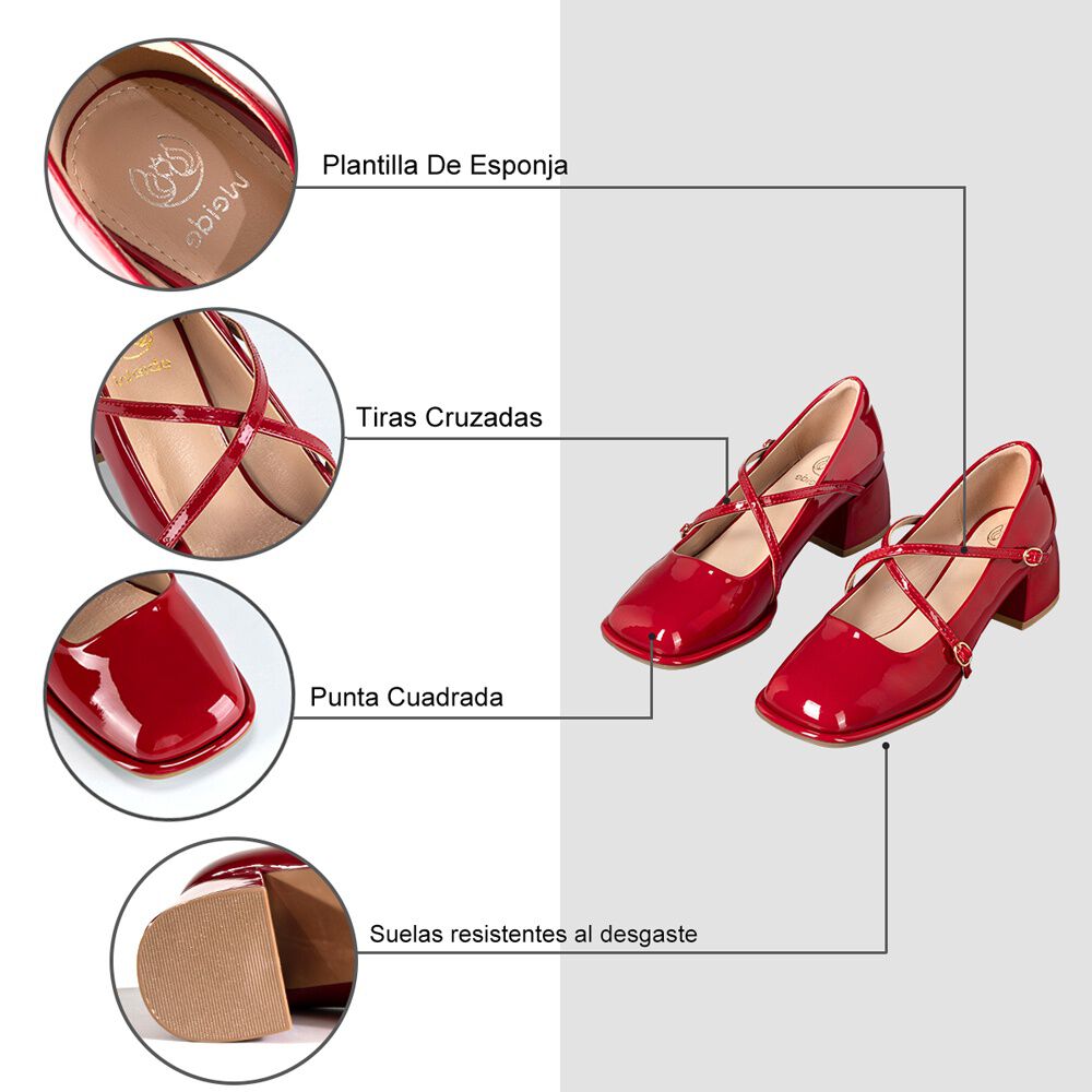 Zapato Mary Jane Burdeo Charol Elegante Mujer Weide Yl65 image number 7.0