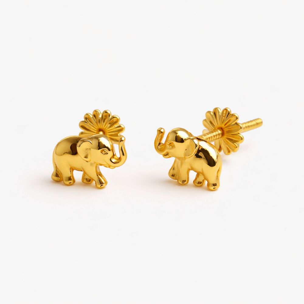 Aros Elefante Oro 18k 6mm Atornillados 0.90gr Ni&ntilde;a Juvenil Hipoalerg&eacute;nicos image number 0.0