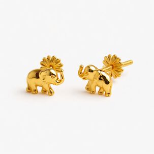 Aros Elefante Oro 18k 6mm Atornillados 0.90gr Ni&ntilde;a Juvenil Hipoalerg&eacute;nicos