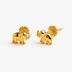 Aros Elefante Oro 18k 6mm Atornillados 0.90gr Ni&ntilde;a Juvenil Hipoalerg&eacute;nicos