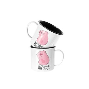 Taza Enlozada Lechera Chanchito No Toques Mi Taza