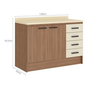 Mueble De Cocina Base Vekkahome Mia 120 Cm Beige