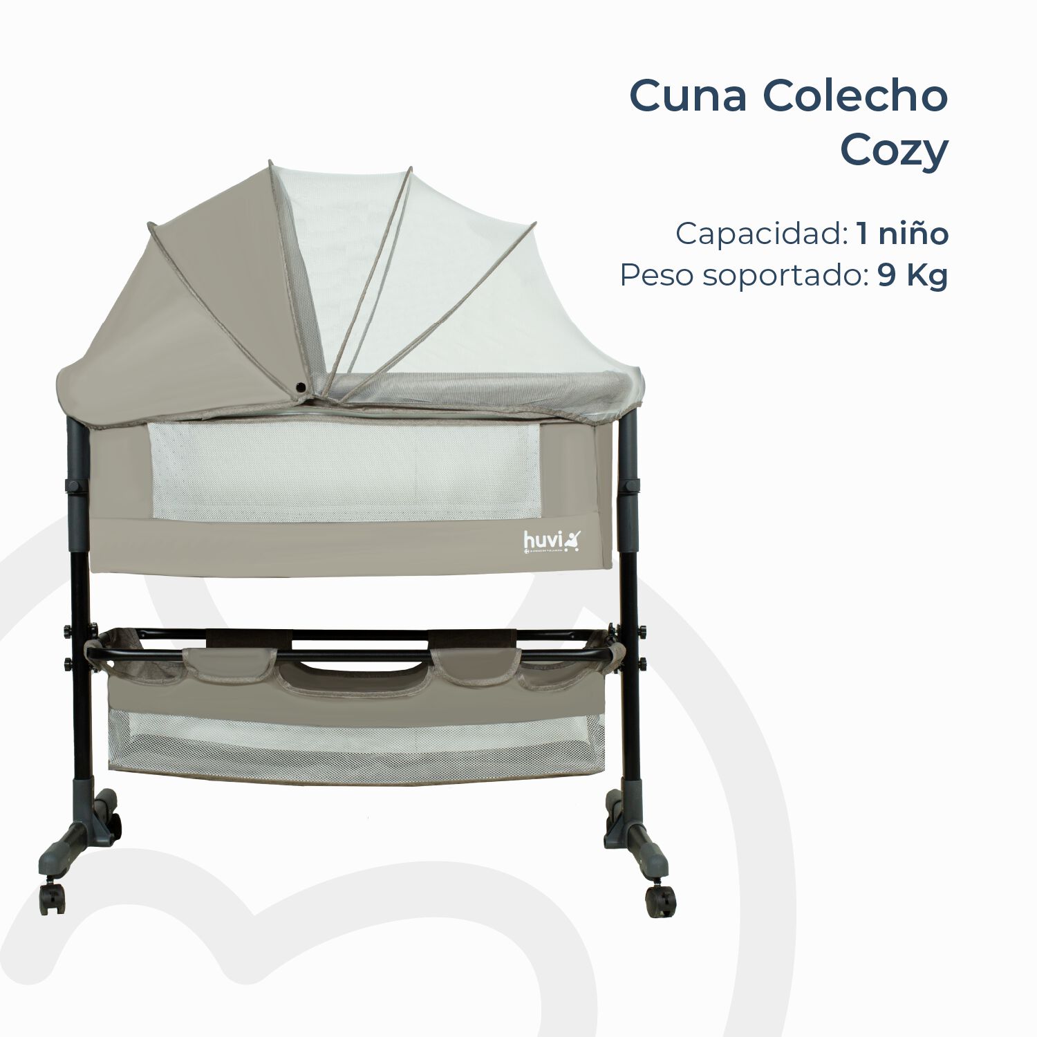 Cuna Colecho Cozy Con Colch&oacute;n Mosquitero Canasto Beige Huvi image number 3.0