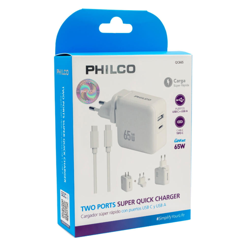 Cargador Super Rapido Philco Usb 3.0 65w image number 3.0