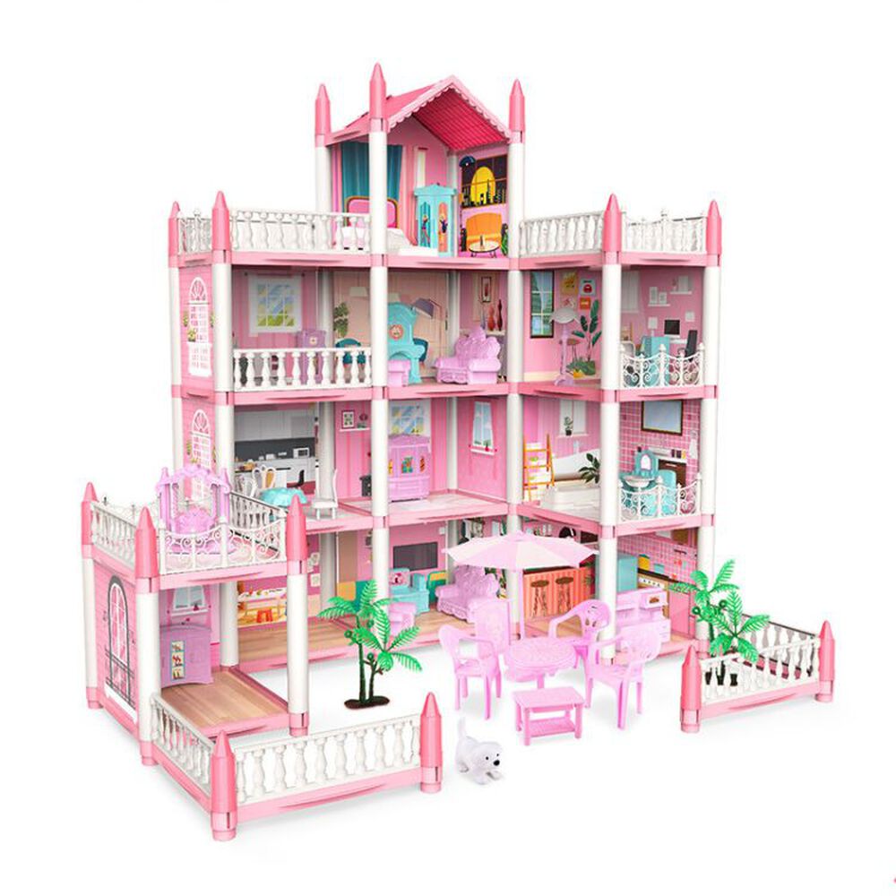 Casa De Muñecas Castillo Rosa Con Mueble Y Decoraciones Dyi image number 0.0