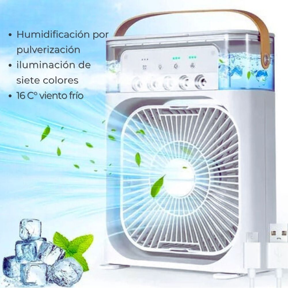 Climatizador Port&aacute;til Fr&iacute;o 4 En 1 Ventilador Humificador Enfriador Lampara Led 220v Usb image number 1.0
