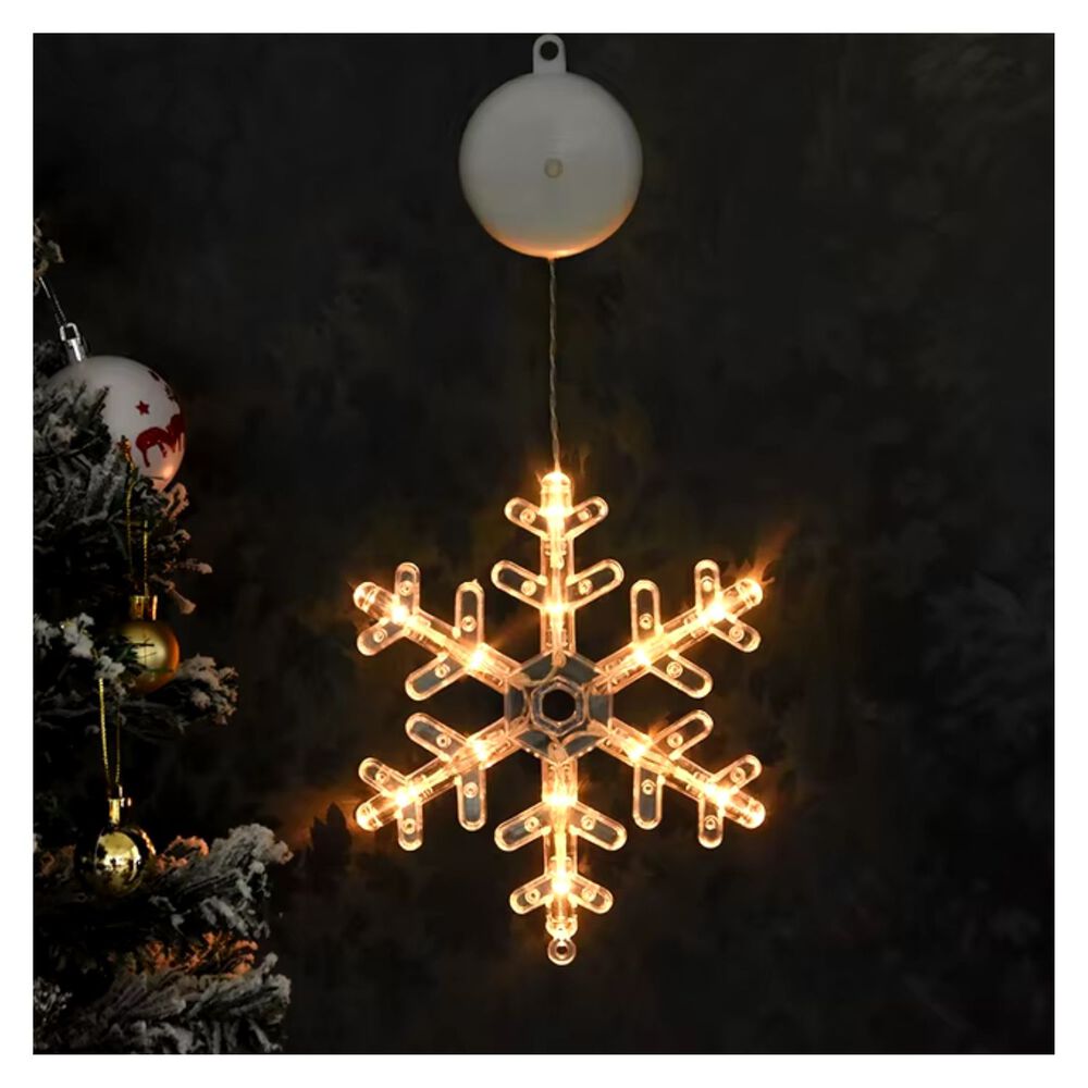 L&aacute;mpara Led Ventosa Con Pilas Forma Copo Simple Decoraci&oacute;n image number 2.0