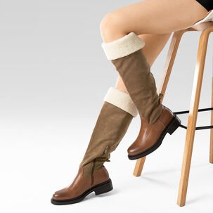 Bota Larga Mujer Moda Gamuza Con Felpa Vintage Weide Czy601