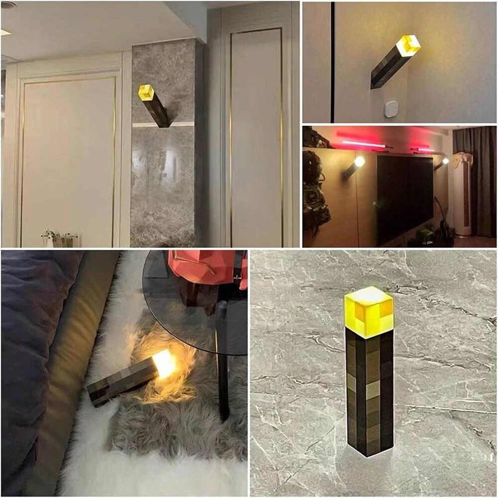 Lampara Antorcha Minecraft Para Pared 4 Colores image number 2.0