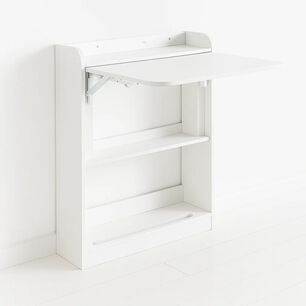 Escritorio Multifuncional Blanco - Compacto Con Estanter&iacute;as 64x20x82