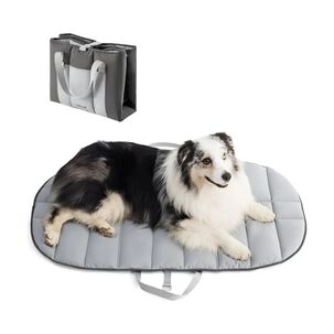Cama De Viaje Para Perro Alfombra Port&aacute;til Plegable Gris