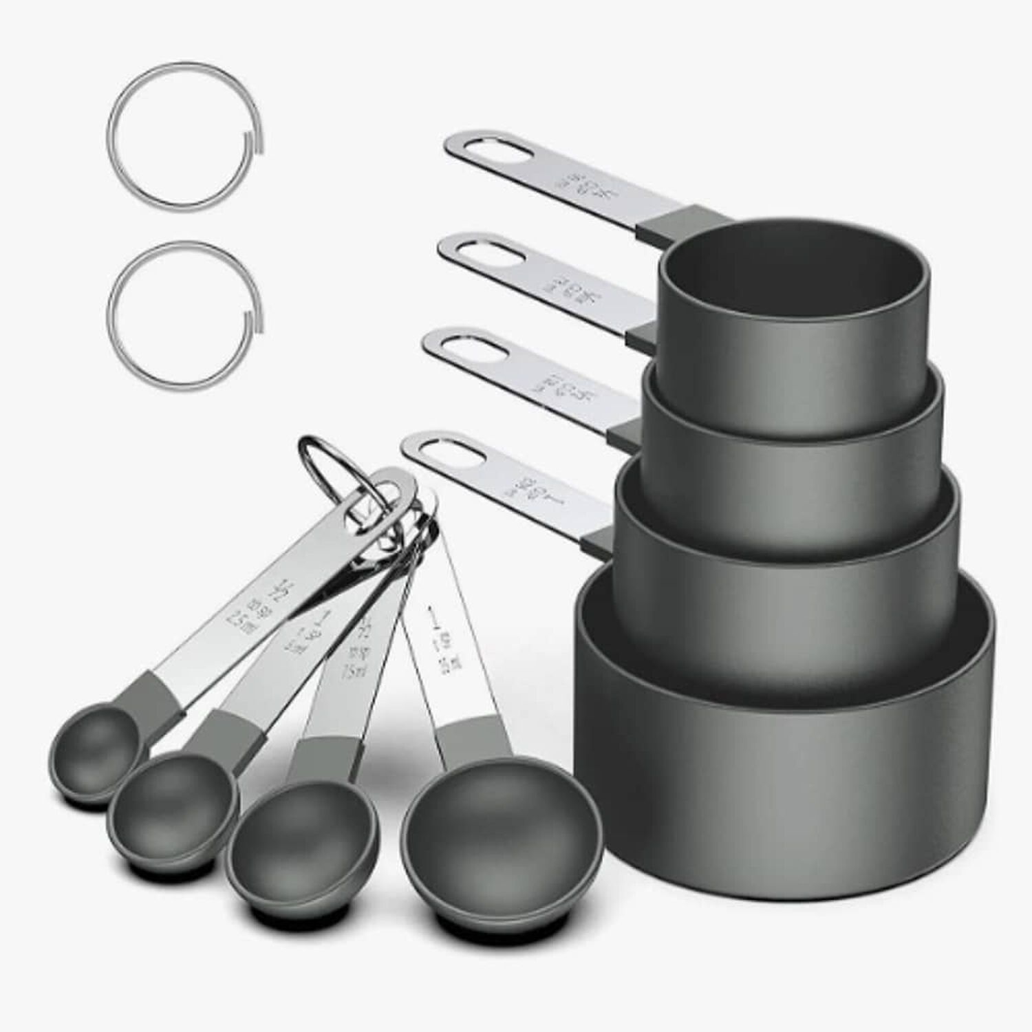 4 Cucharas + 4 Tazas Medidora Mango Acero Inoxidable image number 0.0