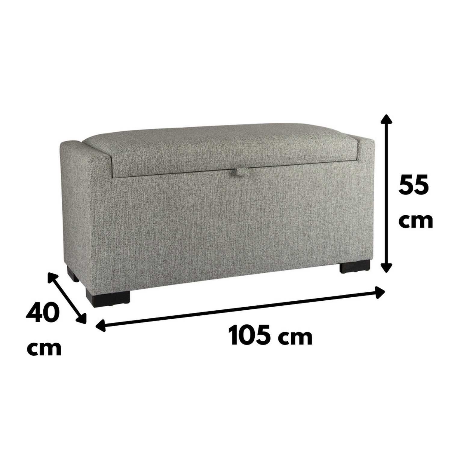 Banqueta Con Ba&uacute;l Leyzy Gris Claro Omega 40x55x105 Cm M&aacute;xima Design image number 3.0