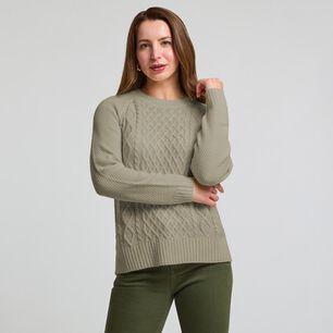Sweater Trenzado Manga Larga Cuello Redondo Mujer Geeps