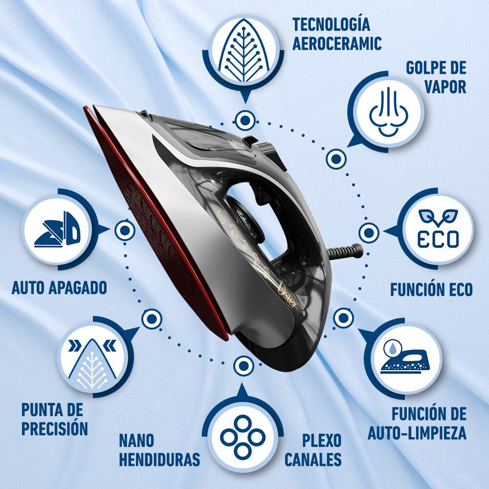 Plancha De Vapor Oster Con Tecnología Aeroceramica Gcstac6953 image number 6.0