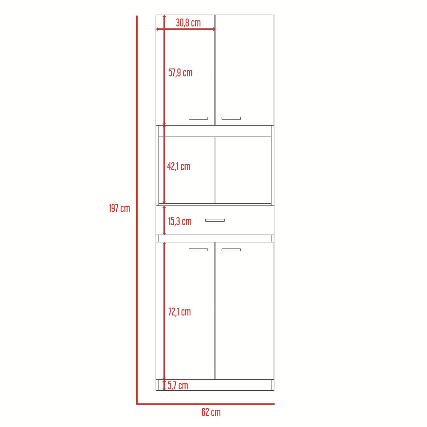 Mueble Microondas 4 Puertas 1 Cajon Fm-014b Negro Y Blanco image number 7.0