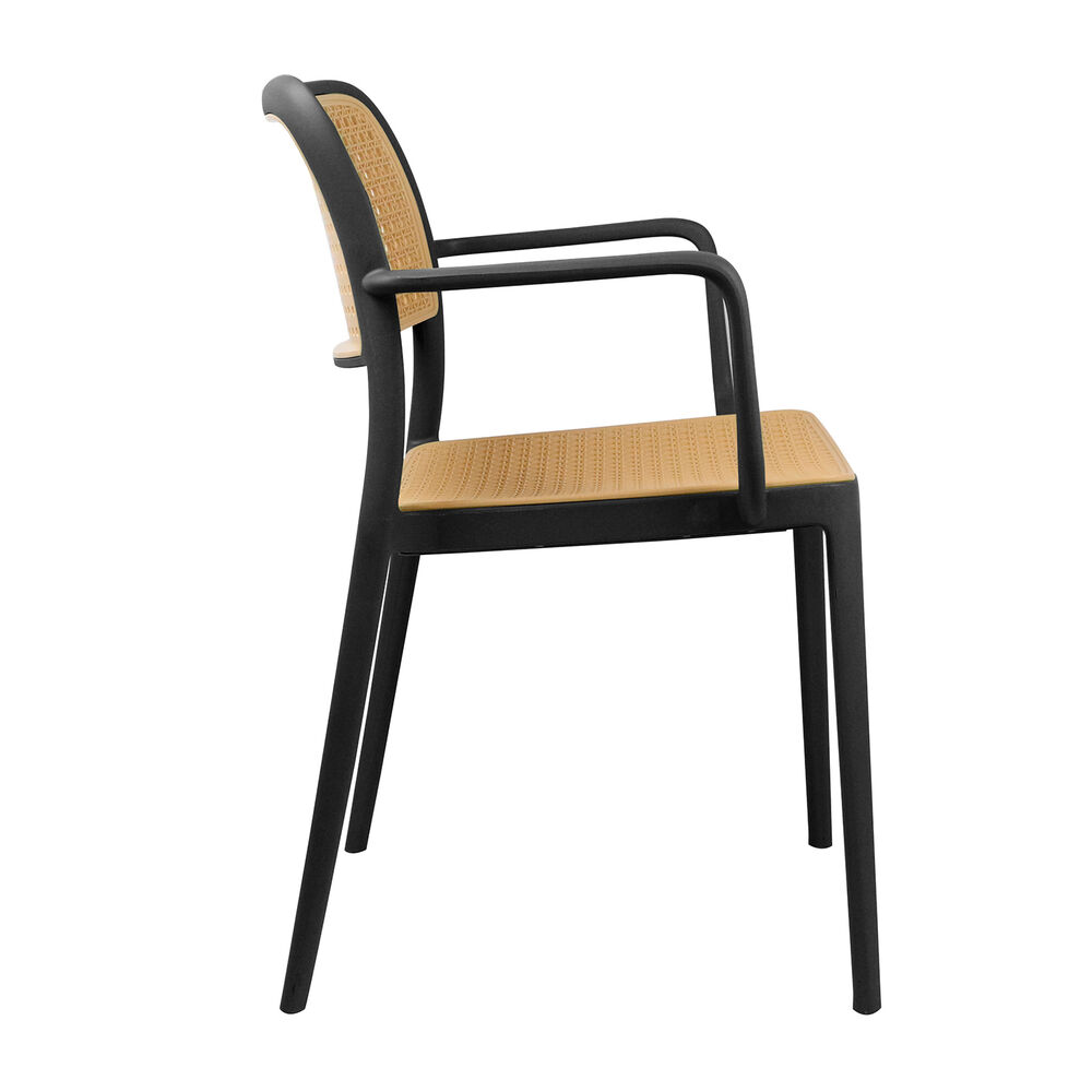 Silla Terraza Plástica Cairo Con Apoyabrazos Negra image number 4.0