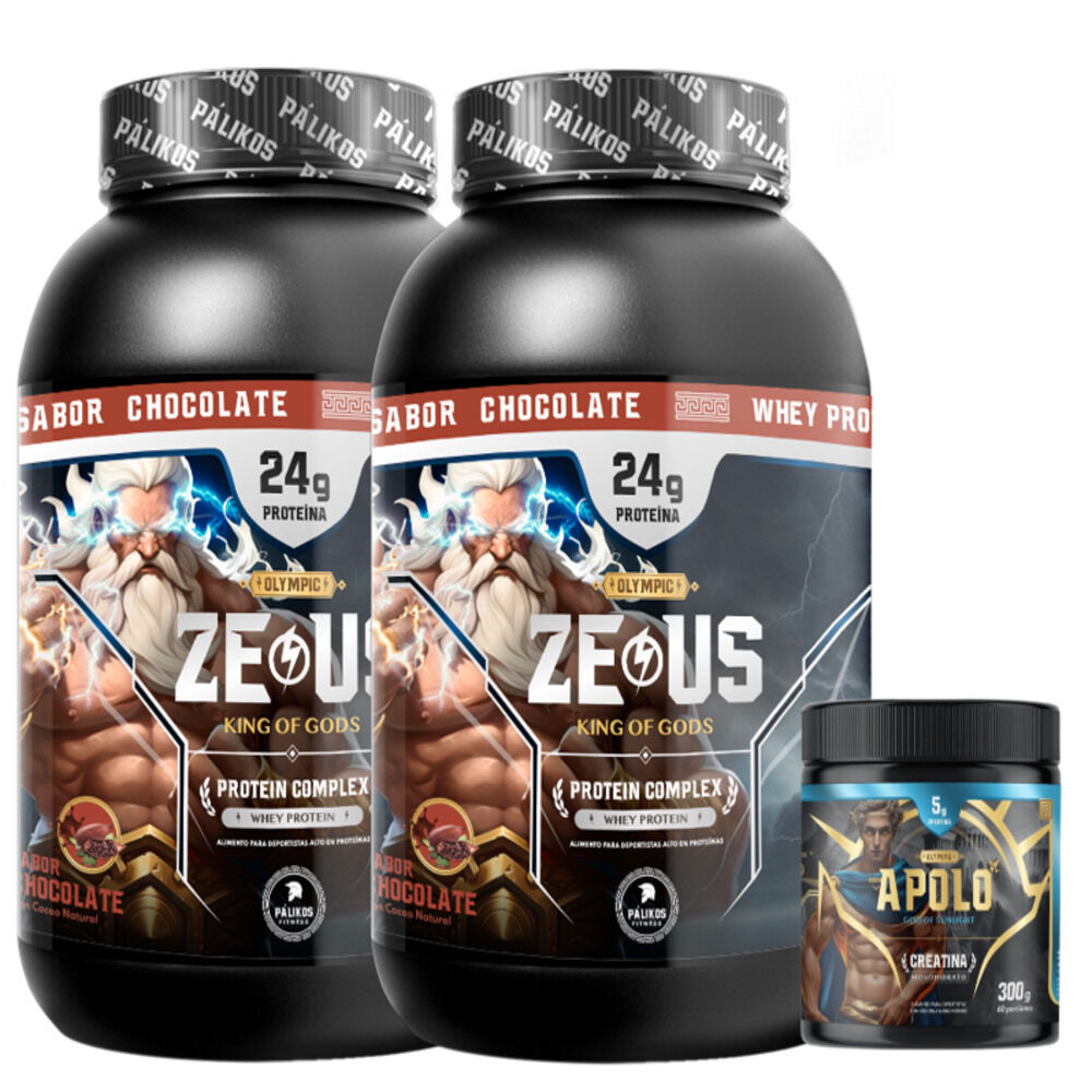 Pack Warrior Proteina Zeus Complex 2kg Chocolate Creatina Apolo 300g. image number 0.0