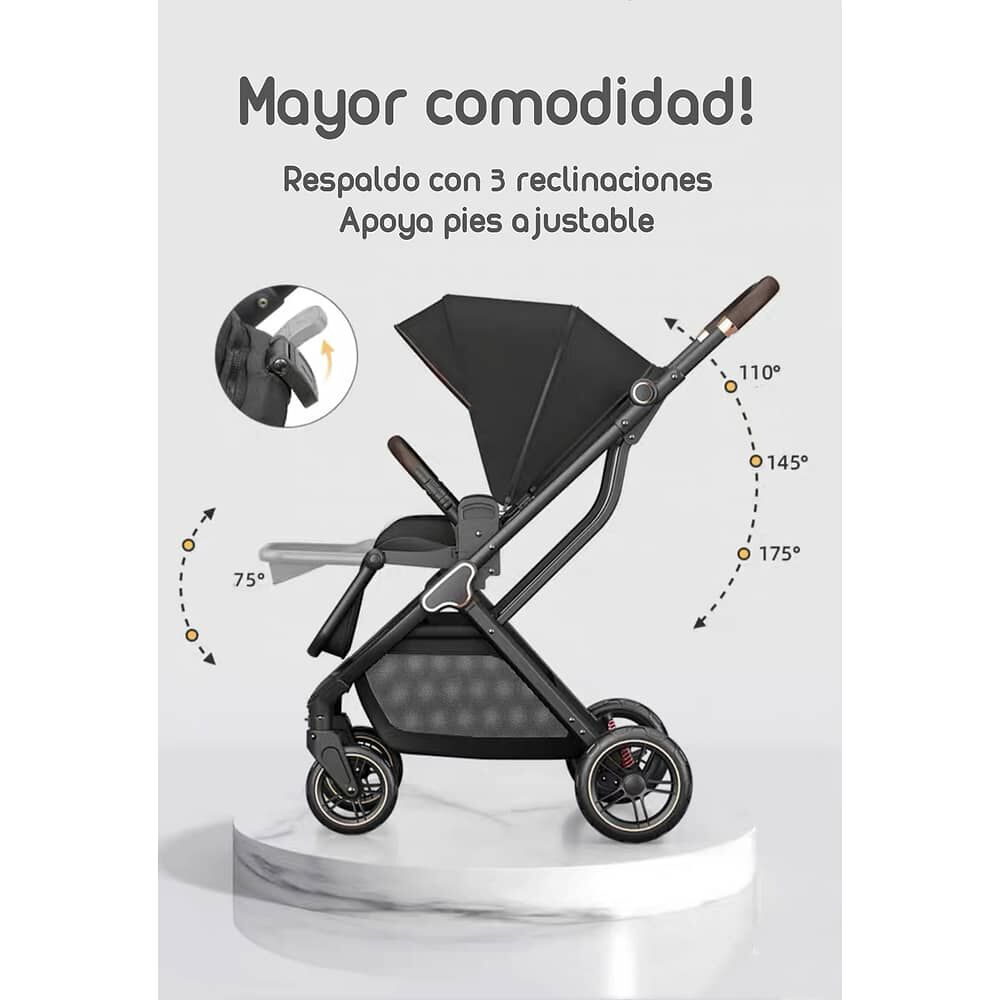 Coche De Paseo Modo Apego Y Panor&aacute;mico Lubabycas Gris image number 1.0