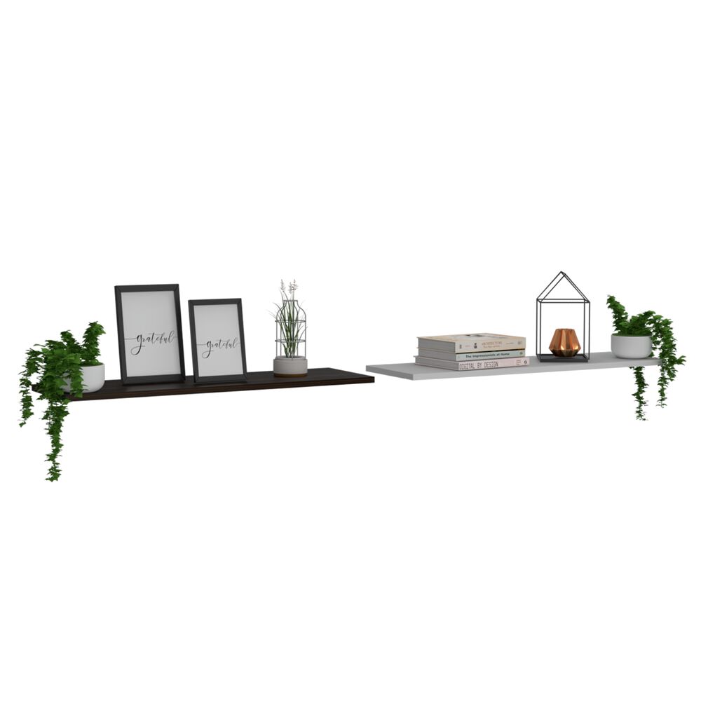 Set 2 Repisas 160x25x1,5 Cm Fm-002b Blanco Y Café Oscuro image number 1.0