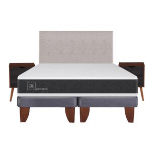 Cama Europea Cic Ortopedic / 2 Plazas / Base Dividida  + Set De Maderas